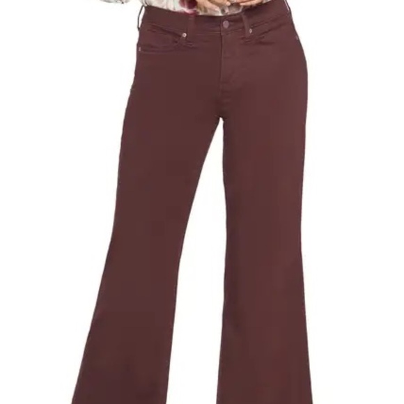 NYDJ Relaxed Flare Stretch Sateen Jeans - Eggplant - Size 12 - NWT - Picture 1 of 9